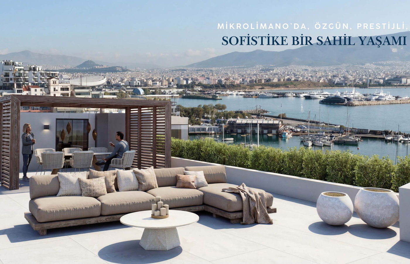 Roof terrace and bay view